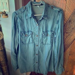 Domino button down Jean shirt